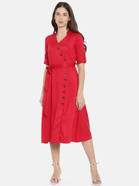 

CODE by Lifestyle Women Red Solid A-Line Dress