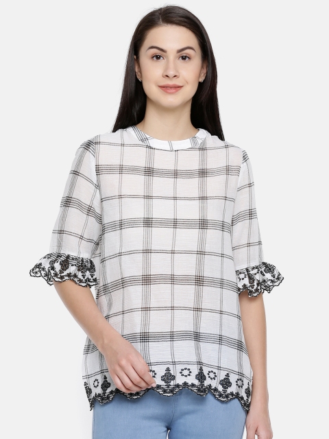 

Fame Forever by Lifestyle Women White Checked Top, Off white