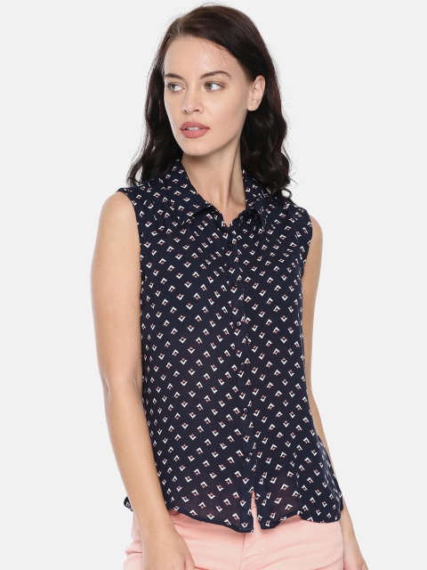 

Bossini Women Navy Blue Regular Fit Printed Casual Shirt