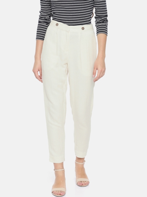 

CODE by Lifestyle Women Beige Solid Cigarette Trousers