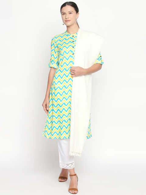 

RANGMANCH BY PANTALOONS Off-White Solid Pure Cotton Dupatta