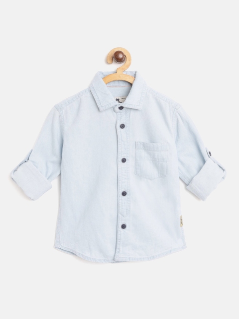 

Flying Machine Boys Blue Regular Fit Solid Chambray Shirt