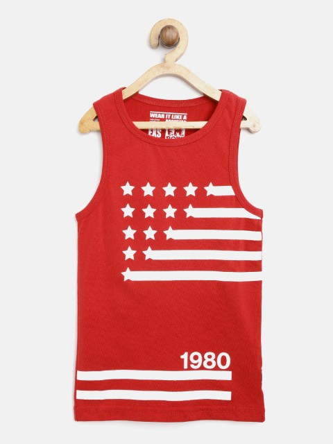 

Flying Machine Boys Red & White Printed Round Neck T-shirt