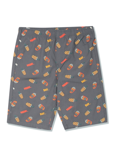 

Flying Machine Boys Grey Printed Regular Fit Regular Shorts
