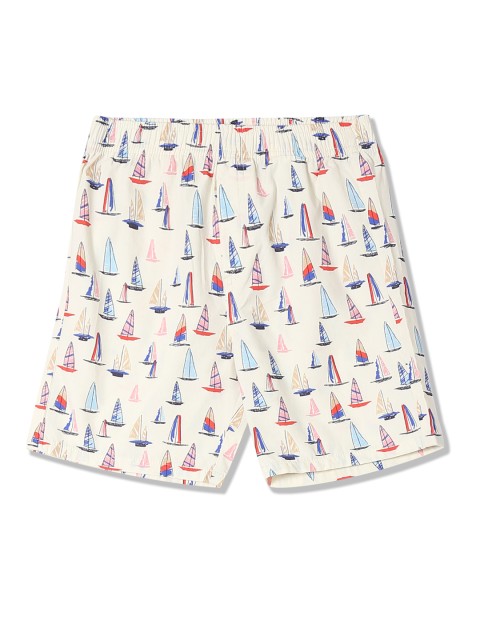 

Flying Machine Boys Cream-Coloured Printed Regular Fit Regular Shorts