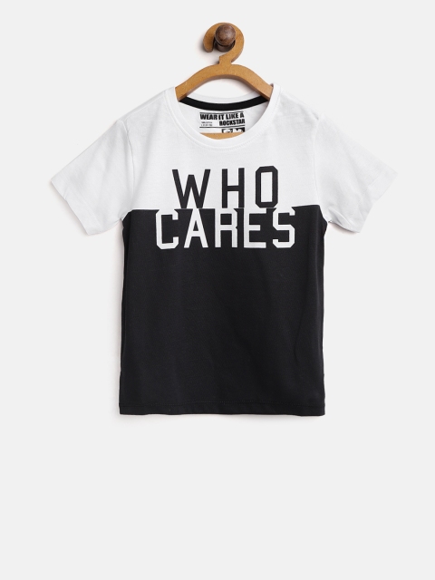 

Flying Machine Boys White & Black Printed Round Neck T-shirt