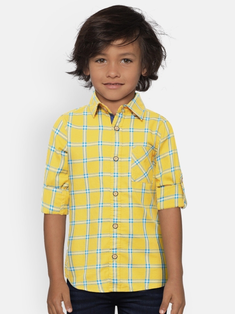 

Flying Machine Boys Yellow & Blue Regular Fit Checked Casual Shirt