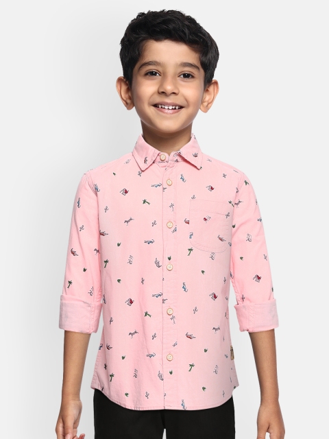 

Flying Machine Boys Pink Regular Fit Printed Casual Shirt