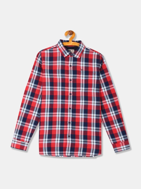 

Flying Machine Boys Red & Navy Blue Regular Fit Checked Casual Shirt