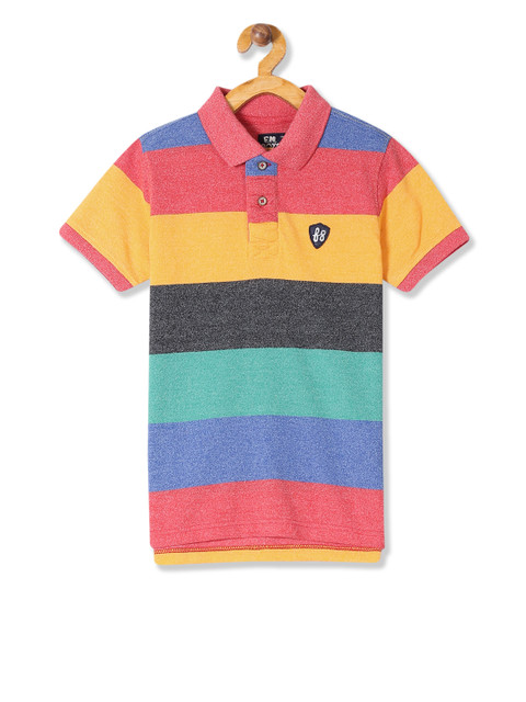 

Flying Machine Boys Multicoloured Striped Polo Collar T-shirt, Multi