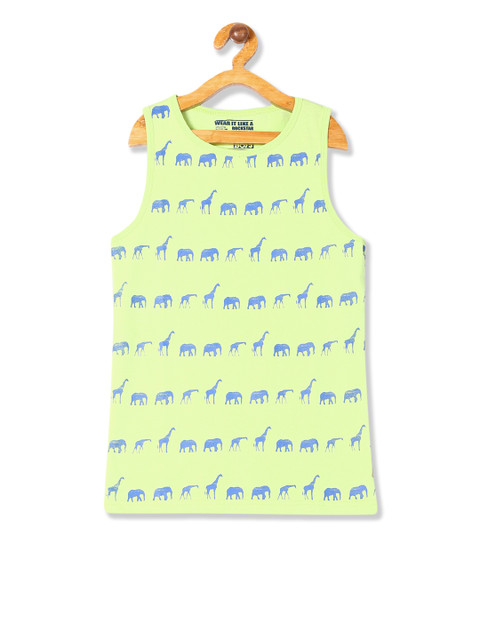 

Flying Machine Boys Fluorescent Green Printed Round Neck T-shirt