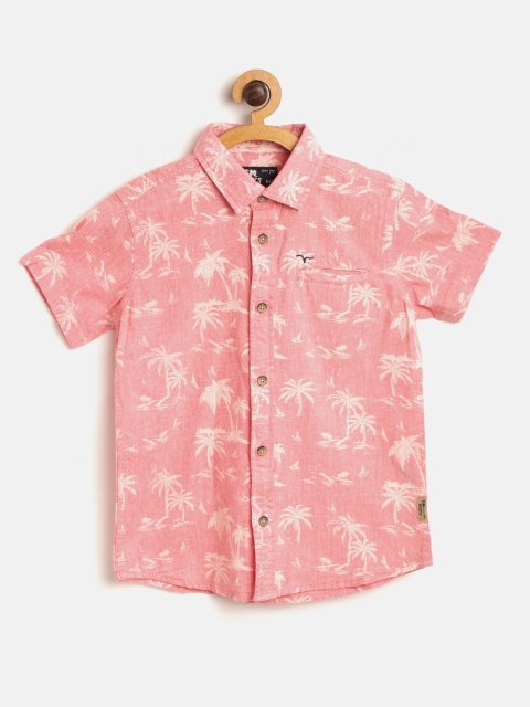 

Flying Machine Boys Pink Regular Fit Tropical Print Casual Shirt