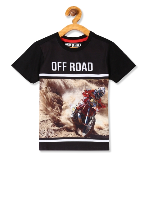 

Flying Machine Boys Black Printed Round Neck T-shirt