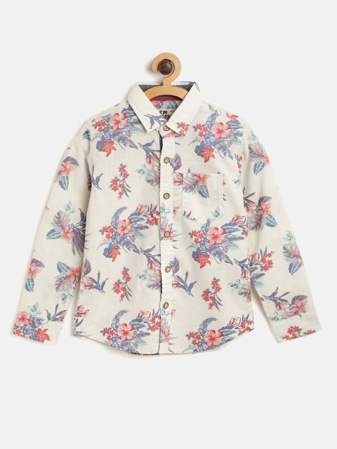 

Flying Machine Boys Off-White & Blue Regular Fit Floral Print Casual Shirt