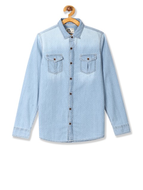 

Flying Machine Boys Blue Regular Fit Self Design Casual Shirt