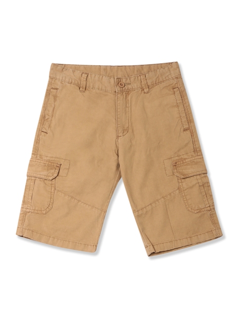 

Flying Machine Boys Beige Solid Regular Fit Cargo Shorts