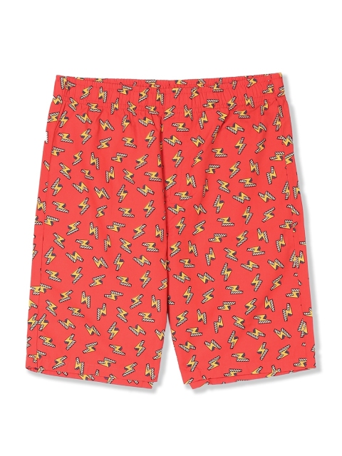

Flying Machine Boys Red Printed Regular Fit Regular Shorts