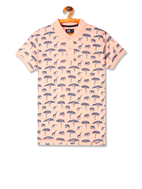 

Flying Machine Boys Cream Printed Polo Collar T-shirt