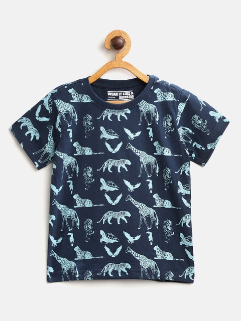 

Flying Machine Boys Blue Printed Round Neck T-shirt