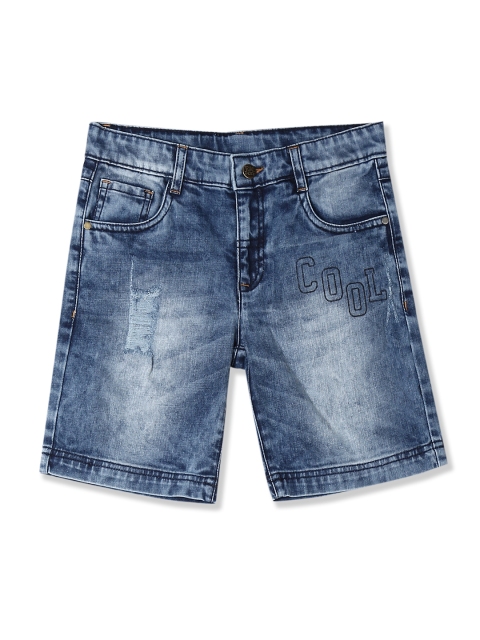 

Flying Machine Boys Blue Solid Regular Fit Denim Shorts