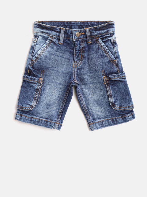 

Flying Machine Boys Blue Washed Cargo Denim Shorts