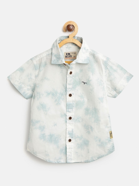 

Flying Machine Boys Blue & White Regular Fit Dyed Casual Shirt