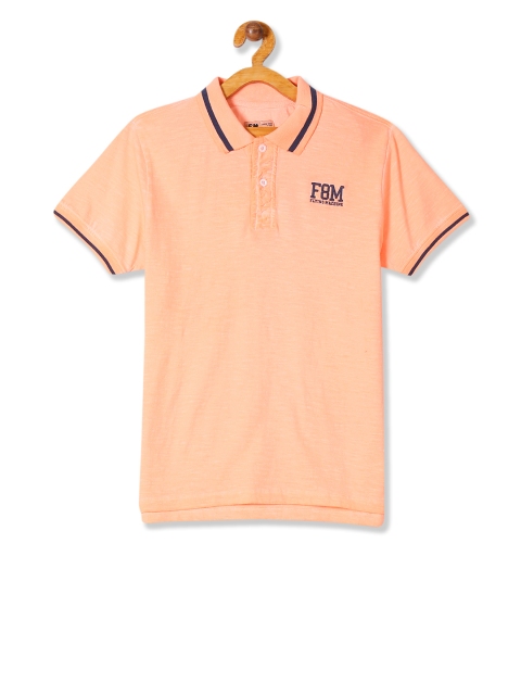

Flying Machine Boys Orange Solid Polo Collar Pure Cotton T-shirt