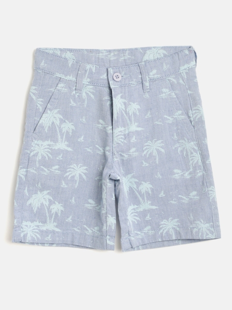 

Flying Machine Boys Blue Printed Regular Fit Shorts, Black