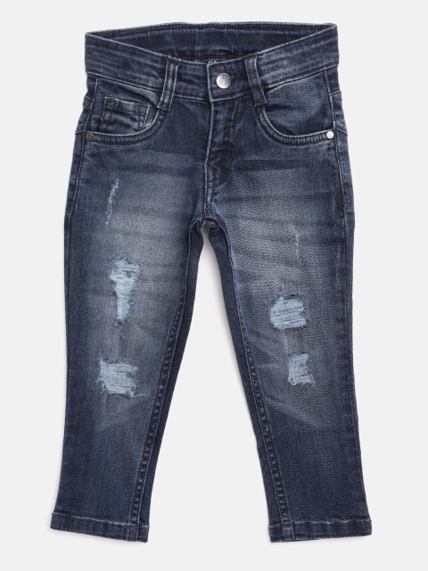 

Flying Machine Boys Navy Blue Skinny Fit Mid-Rise Highly Distressed Stretchable Jeans