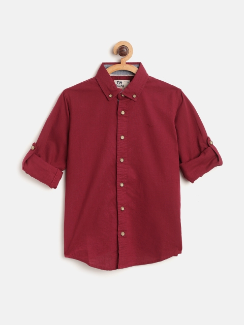 

Flying Machine Boys Maroon Regular Fit Solid Casual Shirt
