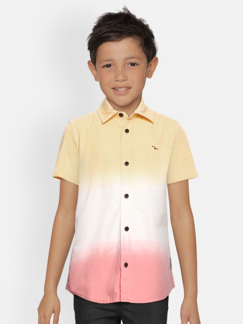 

Flying Machine Boys Yellow & White Regular Fit Faded Casual Shirt