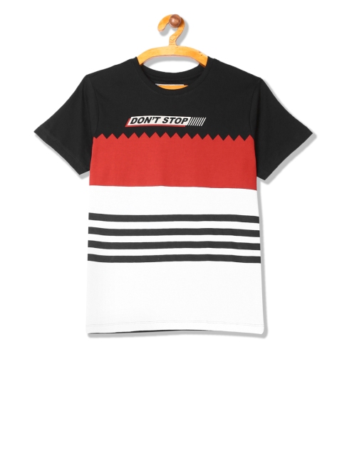 

Flying Machine Boys White & Black Colourblocked Round Neck T-shirt