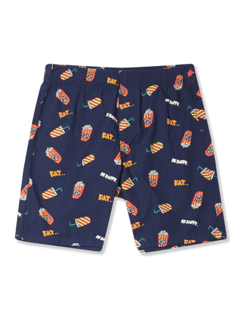 

Flying Machine Boys Navy Blue Printed Regular Fit Regular Shorts