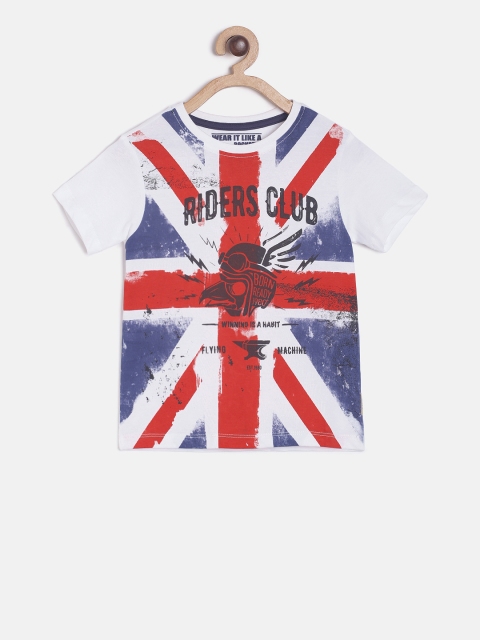 

Flying Machine Boys White Printed Round Neck T-shirt, Off white