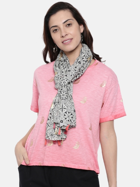 

Chumbak Off-White & Black Printed Scarf
