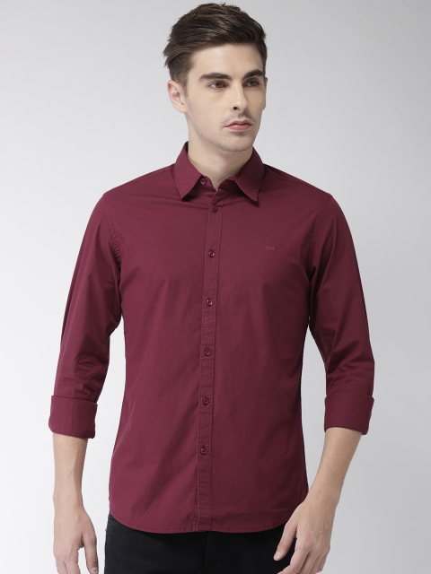 

GAS Men Maroon Slim Fit Solid Casual Shirt
