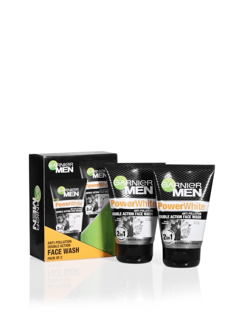 

Garnier Men Set of 2 Power White Anti-Pollution Double Action Face Wash, Black