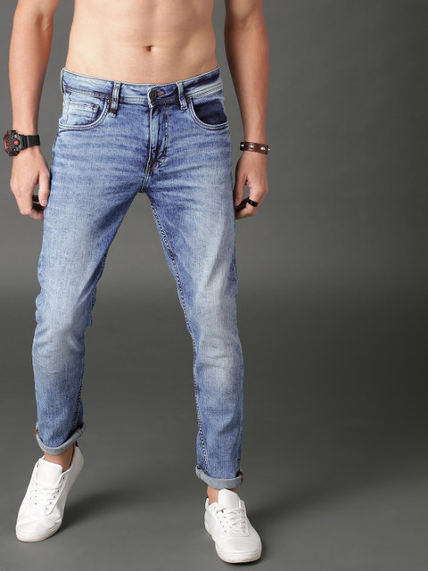 

Roadster Men Acid Wash Blue Skinny Fit Mid-Rise Clean Look Stretchable Jeans