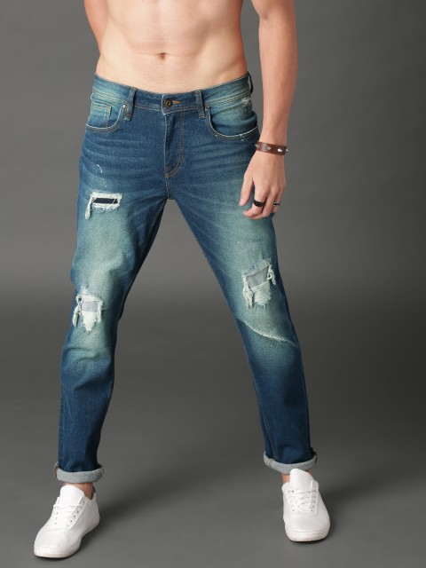 

Roadster Men Mildly Distressed Blue Slim Tapered Fit Mid-Rise Stretchable Jeans