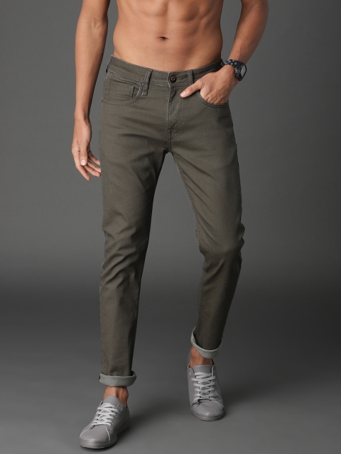 

Roadster Men Olive Green Skinny Fit Mid-Rise Clean Look Stretchable Jeans