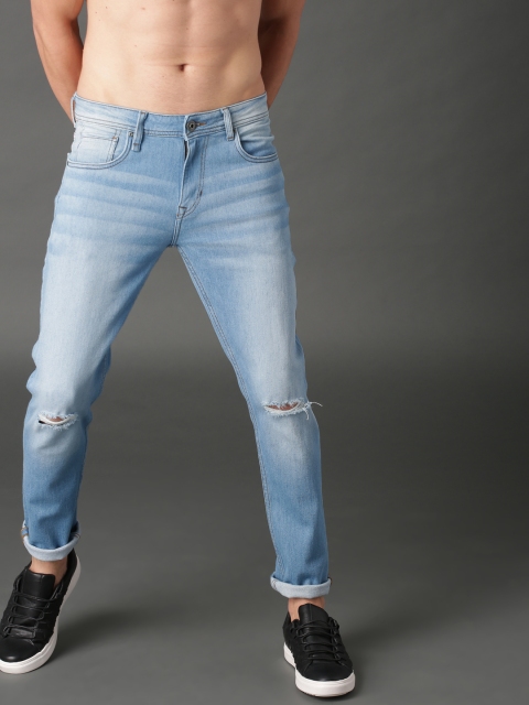 

Roadster Men Blue Skinny Fit Mid-Rise Slash Knee Stretchable Jeans