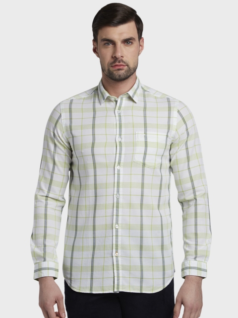 ColorPlus Men Green Regular Fit Checked Casual Shirt