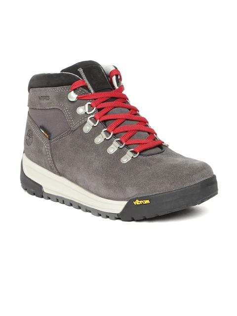 

Timberland Men Grey Solid GT SCRAM MID Leather Mid-Top Flat Boots