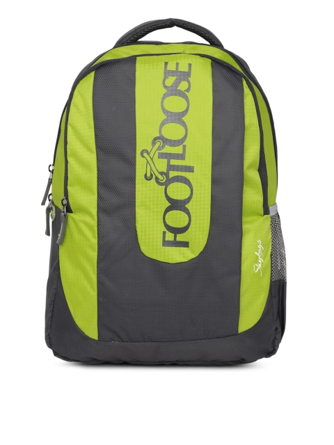 Skybags Unisex Green & Grey Typography Backpack