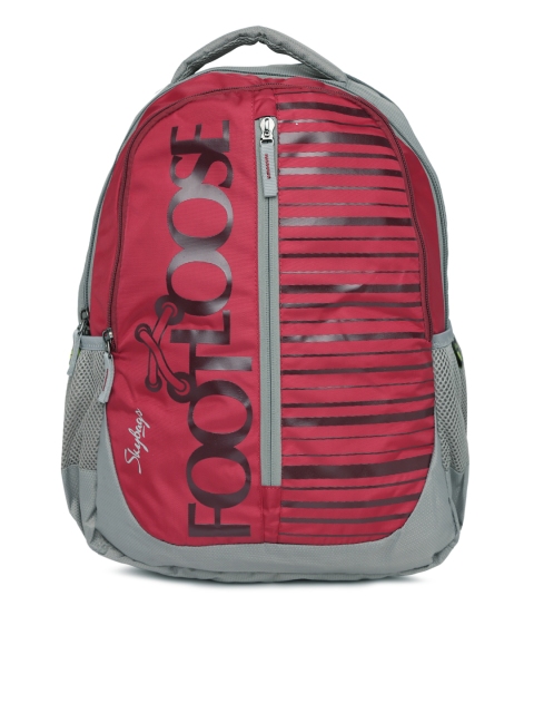

Skybags Unisex Red & Grey Striped Backpack