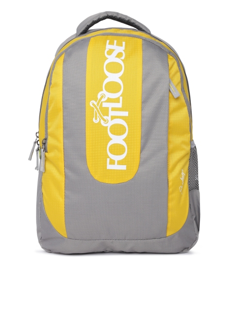 

Skybags Unisex Grey & Yellow Colourblocked Backpack