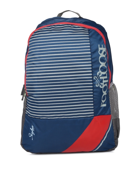 

Skybags Unisex Blue & Grey Striped Backpack