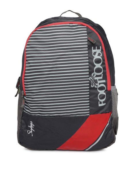 

Skybags Unisex Grey & Black Striped Backpack