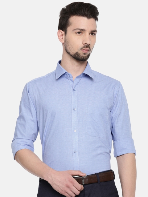 

Raymond Men Blue Contemporary Regular Fit Self Design Formal Shirt