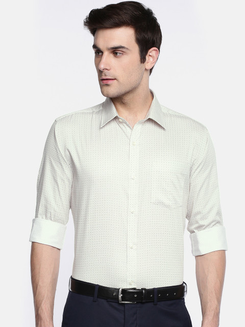 

Park Avenue Men Off-White & Beige Slim Fit Printed Formal Shirt